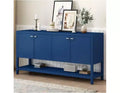 Rustic Farmhouse Console Table with Storage, 4-Door Cabinet & Adjustable Shelves, Wood Accent Table for Living Room, Hallway, Foyer