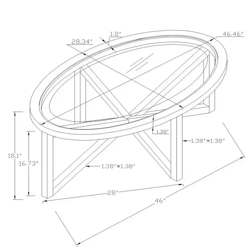 Table basse ronde en verre avec piétement trépied en bois