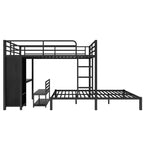 Lit mezzanine Queen Size avec bureau, armoire et tiroir de rangement