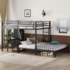 Lit mezzanine Queen Size avec bureau, armoire et tiroir de rangement