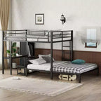 Lit mezzanine Queen Size avec bureau, armoire et tiroir de rangement