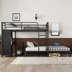 Lit mezzanine Queen Size avec bureau, armoire et tiroir de rangement