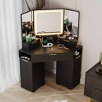 Coiffeuse d'angle avec miroir lumineux et station de charge