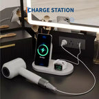 Coiffeuse d'angle avec miroir lumineux et station de charge