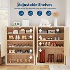 Meuble à chaussures 5 niveaux cannelé avec portes