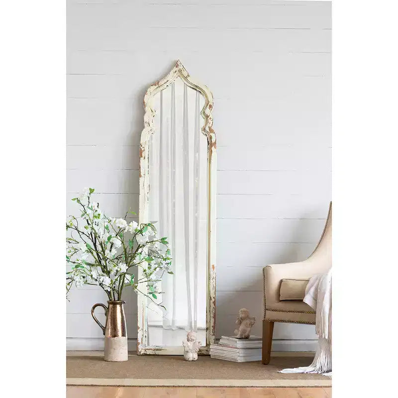 19 x 73.2 Inch Oversized Full Length Floor Mirror with Vintage White Wood Frame