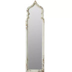 Miroir mural pleine longueur de 186 cm avec cadre octogonal en fer, blanc vieilli