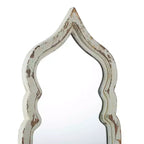 Miroir mural pleine longueur de 186 cm avec cadre octogonal en fer, blanc vieilli