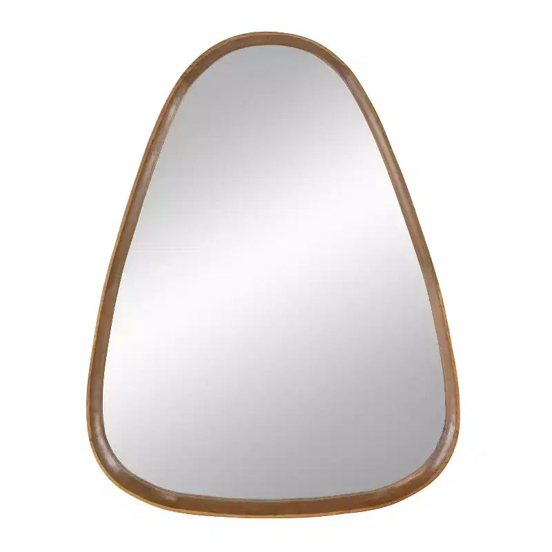 Miroir Mural Octogonal 30 x 38 Pouces avec Cadre en Fer et Bois