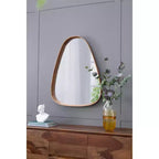 Miroir Mural Octogonal 30 x 38 Pouces avec Cadre en Fer et Bois