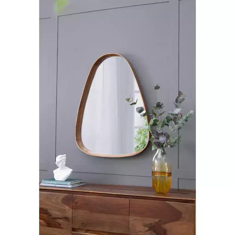 Miroir Mural Octogonal 30 x 38 Pouces avec Cadre en Fer et Bois