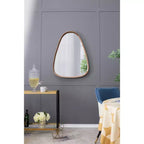 Miroir Mural Octogonal 30 x 38 Pouces avec Cadre en Fer et Bois
