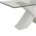 Table à manger rectangulaire de 60 po avec plateau en verre et piètement entrecroisé, blanc, 4 places