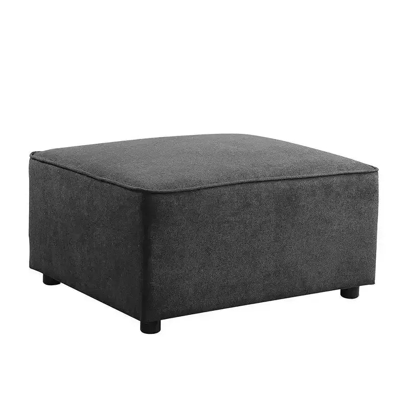 Pouf tapissé de 84 cm avec coussin amovible, lin gris