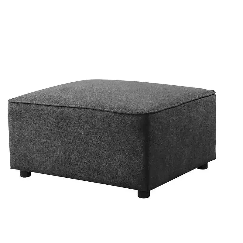 Pouf tapissé de 84 cm avec coussin amovible, lin gris