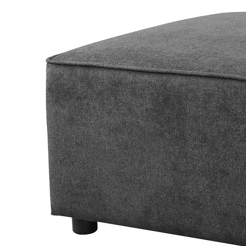 Pouf tapissé de 84 cm avec coussin amovible, lin gris