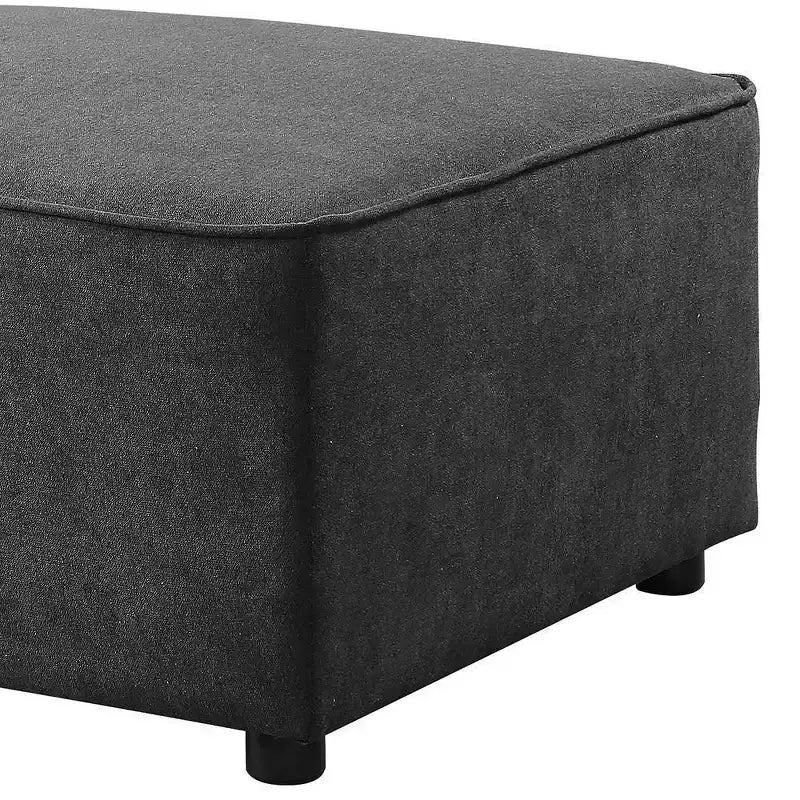 Pouf tapissé de 84 cm avec coussin amovible, lin gris