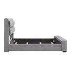 Lit de rangement rembourré Queen avec banc en pied de lit, gris