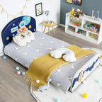 Lit plateforme double pour enfants avec motif astronaute