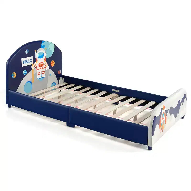 Lit plateforme double pour enfants avec motif astronaute