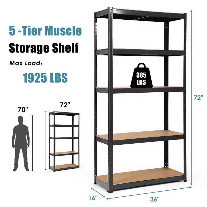 Étagère de rangement en acier robuste à 5 niveaux avec tablettes ajustables de 72 po