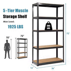 Étagère de rangement en acier robuste à 5 niveaux avec tablettes ajustables de 72 po