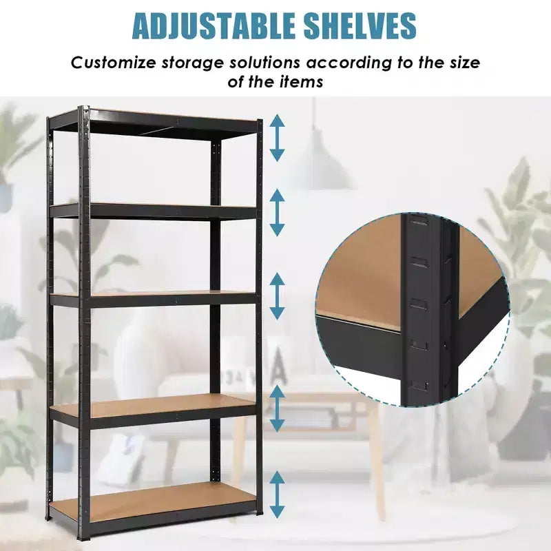 Étagère de rangement en acier robuste à 5 niveaux avec tablettes ajustables de 72 po